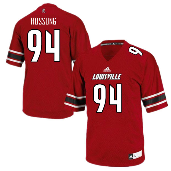 Men #94 Cole Hussung Louisville Cardinals College Football Jerseys Sale-Red - Click Image to Close